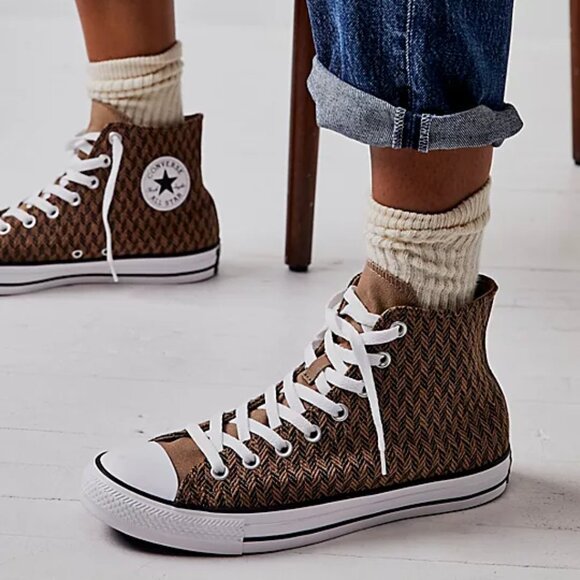 Converse Shoes - Converse Brown plaid high tops Chuck Taylor 8 women 6 men grunge punk 39 Euro